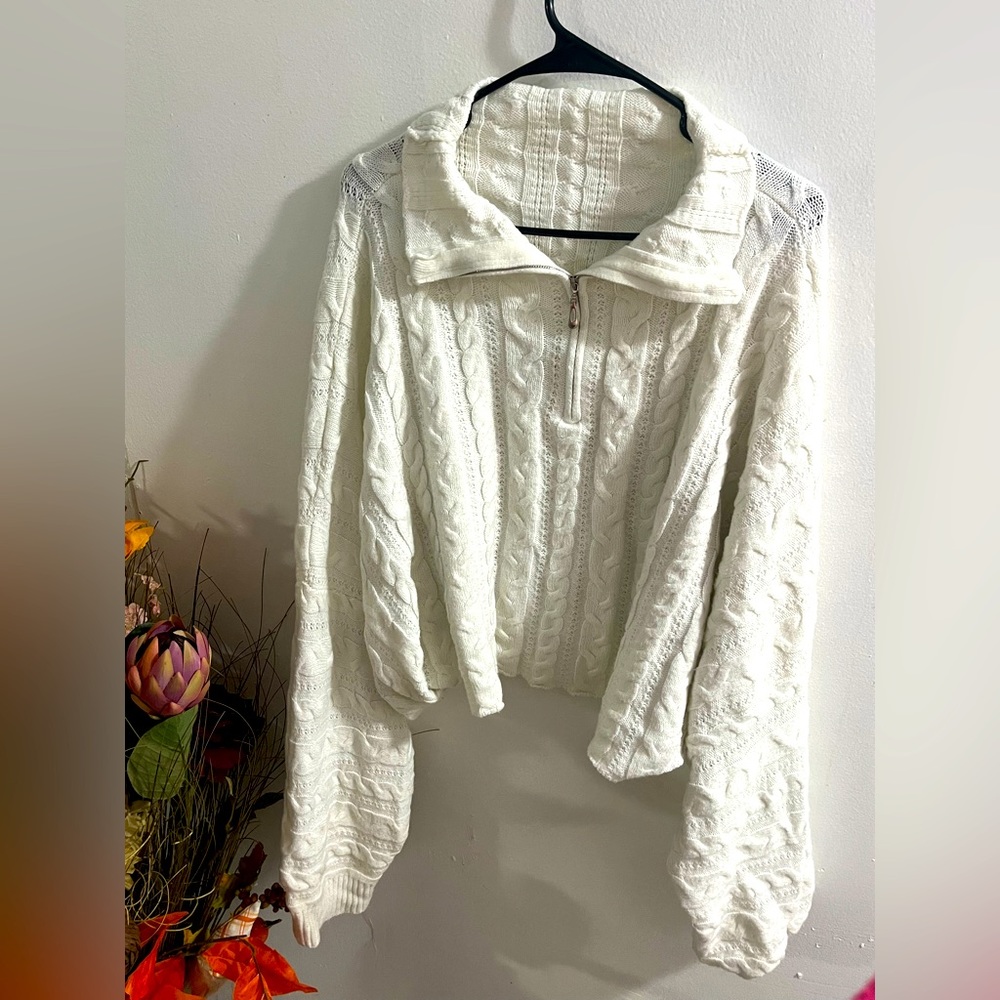 Women’s White Shein Curve Cropped Sweater